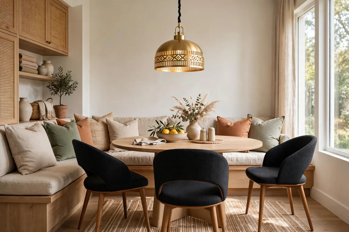 Stunning dining nook with a clearance-sale pendant light looking high-end