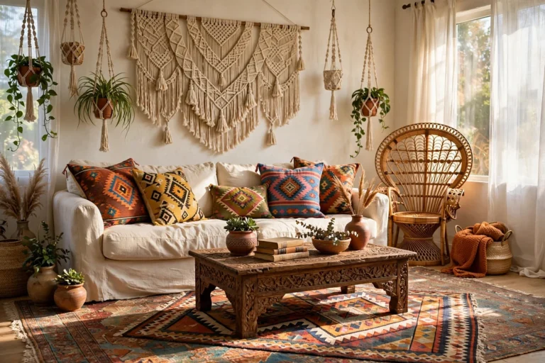 36 Boho Living Room Ideas for Relaxed Layered Style