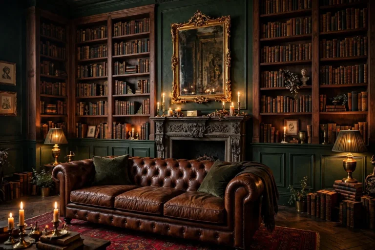34 Dark Academia Living Room Ideas for Moody Scholarly Style