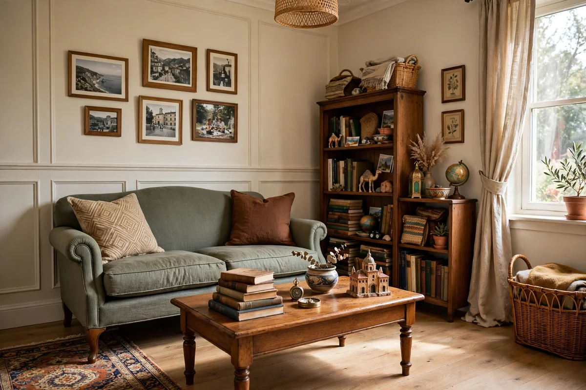 Small living room with timeless furniture and personal meaningful decor touches