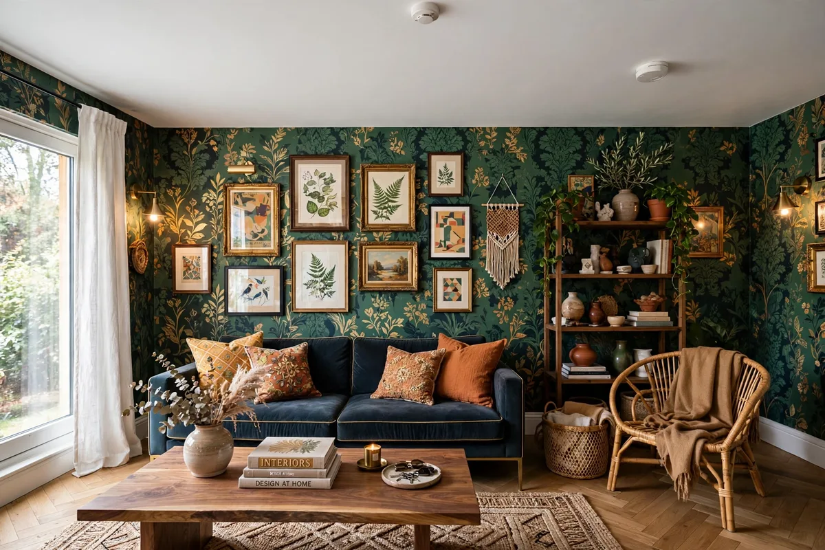 Plain flat white apartment ceiling ignored while walls are decorated showing missed design opportunity