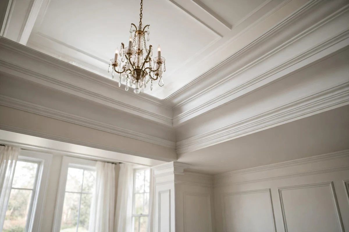 Traditional living room with substantial crown molding